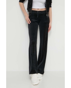 Juicy Couture spodnie dresowe welurowe kolor czarny gładkie