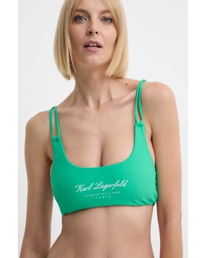 Karl Lagerfeld biustonosz kąpielowy kolor zielony lekko usztywniona miseczka