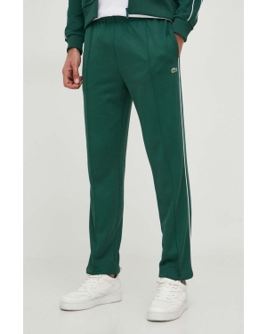 Lacoste spodnie dresowe kolor zielony gładkie