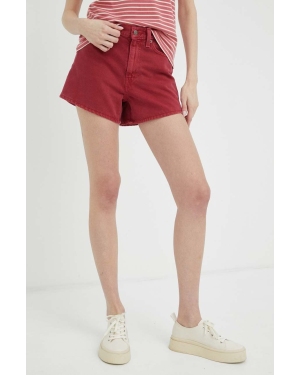 Levi's szorty jeansowe damskie kolor czerwony gładkie high waist