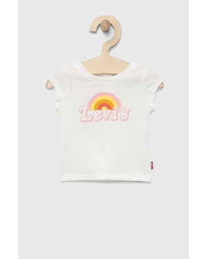 Levi's t-shirt bawełniany niemowlęcy kolor biały
