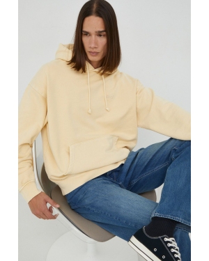 Levi's bluza bawełniana męska kolor żółty z kapturem gładka