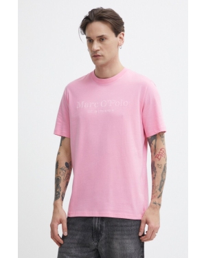 Marc O'Polo t-shirt bawełniany męski kolor różowy z nadrukiem
