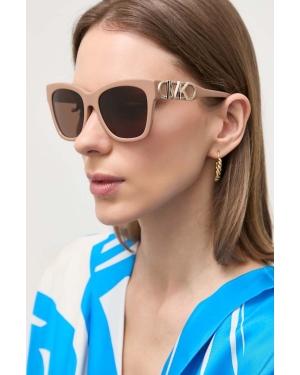 Michael Kors okulary przeciwsłoneczne EMPIRE SQUARE damskie kolor beżowy 0MK2182U