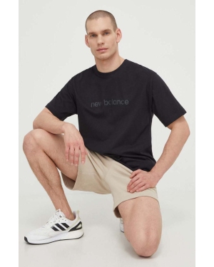 New Balance t-shirt bawełniany męski kolor czarny z nadrukiem MT41559BK