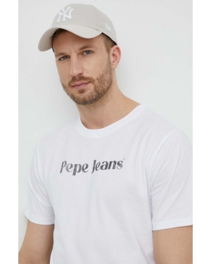 Pepe Jeans t-shirt bawełniany CLIFTON męski kolor biały z nadrukiem PM509374
