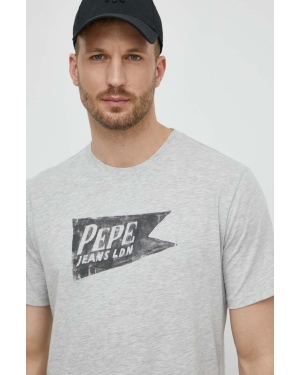 Pepe Jeans t-shirt bawełniany SINGLE CARDIFF męski kolor szary z nadrukiem PM509401