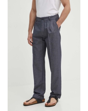 Pepe Jeans spodnie RELAXED PLEATED LINEN PANTS męskie kolor szary w fasonie chinos PM211700