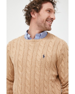 Polo Ralph Lauren sweter bawełniany 710775885014 męski kolor beżowy lekki