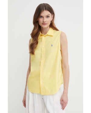 Polo Ralph Lauren koszula bawełniana damska kolor żółty regular z kołnierzykiem klasycznym 211906512