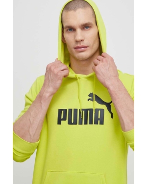 Puma bluza męska kolor zielony z kapturem z nadrukiem 586687