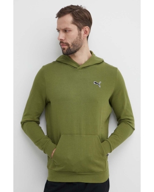 Puma bluza bawełniana BETTER ESSENTIALS męska kolor zielony z kapturem gładka 675978