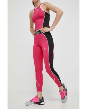 Puma legginsy treningowe Fit kolor różowy wzorzyste 525027