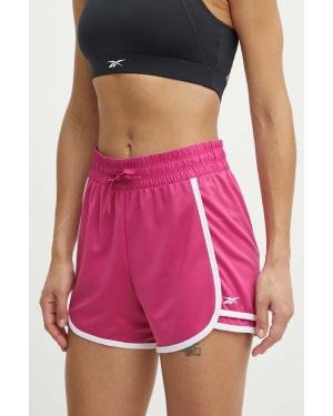 Reebok szorty treningowe Identity Training kolor różowy z aplikacją high waist 100022497