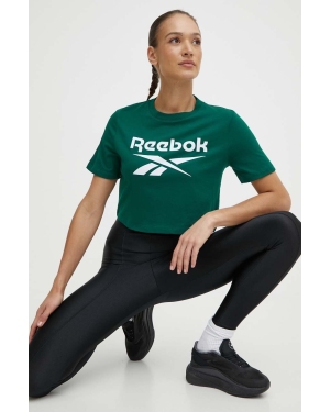 Reebok t-shirt bawełniany Identity damski kolor zielony 100076000