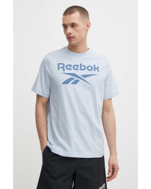 Reebok t-shirt bawełniany Identity męski kolor niebieski z nadrukiem 100076430