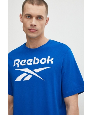 Reebok t-shirt bawełniany Identity męski kolor niebieski z nadrukiem 100071174