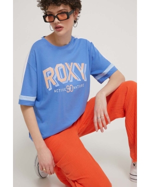 Roxy t-shirt bawełniany Essential Energy damski kolor niebieski ERJKT04120