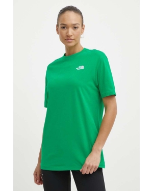 The North Face t-shirt bawełniany W S/S Essential Oversize Tee damski kolor zielony NF0A87NQPO81