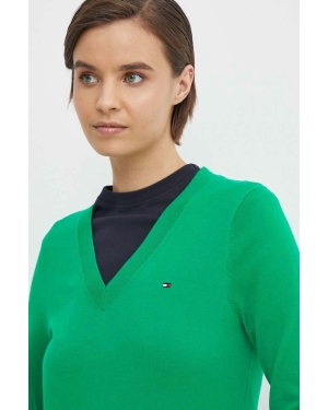 Tommy Hilfiger sweter damski kolor zielony lekki