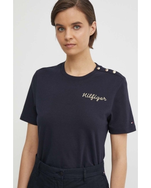 Tommy Hilfiger t-shirt bawełniany damski kolor granatowy WW0WW41211