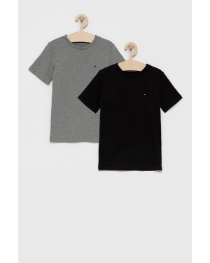 Tommy Hilfiger t-shirt bawełniany dziecięcy (2-pack) kolor szary gładki
