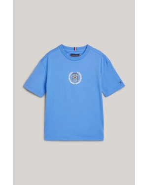 Tommy Hilfiger t-shirt bawełniany dziecięcy kolor niebieski z nadrukiem