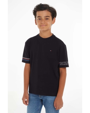 Tommy Hilfiger t-shirt bawełniany dziecięcy kolor czarny