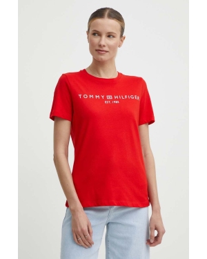 Tommy Hilfiger t-shirt bawełniany damski kolor czerwony WW0WW40276