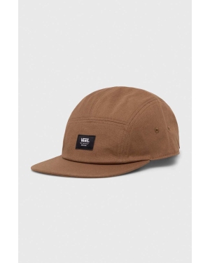 Vans czapka z daszkiem bawełniana kolor brązowy z aplikacją