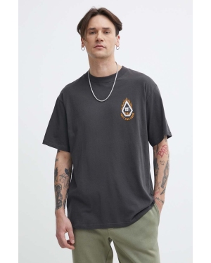 Volcom t-shirt bawełniany męski kolor szary z nadrukiem