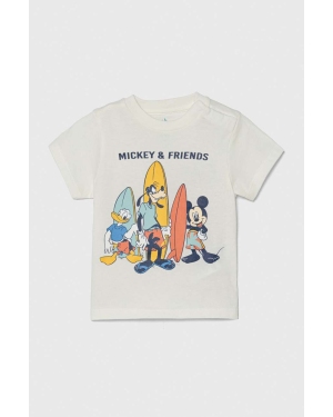 zippy t-shirt bawełniany niemowlęcy x Disney kolor beżowy z nadrukiem