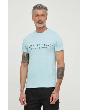 Armani Exchange t-shirt męski kolor niebieski z nadrukiem 8NZT72 Z8H4Z NOS