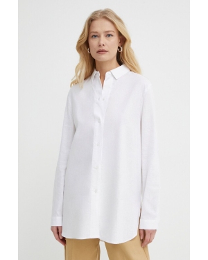 Armani Exchange koszula lniana kolor biały regular z kołnierzykiem klasycznym 3DYC08 YN3RZ