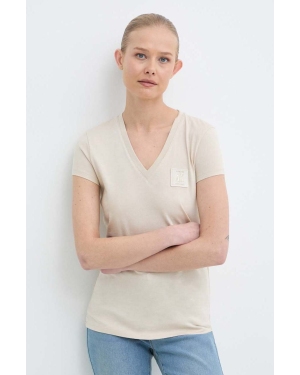 Armani Exchange t-shirt bawełniany damski kolor beżowy 8NYTNX YJG3Z