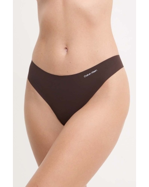 Calvin Klein Underwear stringi kolor brązowy 0000D3428E
