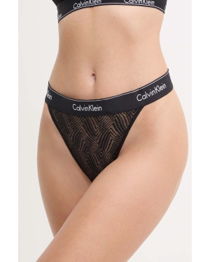 Calvin Klein Underwear stringi kolor czarny z koronki 000QF7714E