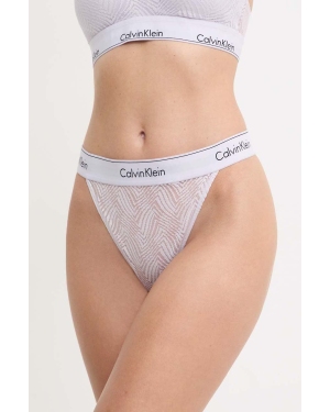 Calvin Klein Underwear stringi kolor fioletowy z koronki 000QF7714E
