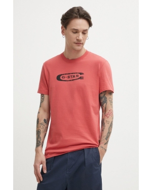 G-Star Raw t-shirt bawełniany męski kolor różowy z nadrukiem