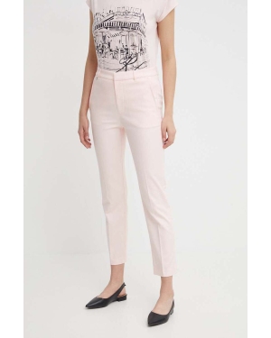 Lauren Ralph Lauren spodnie damskie kolor różowy fason cygaretki high waist 200811955