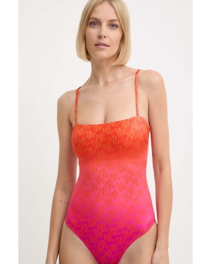Lauren Ralph Lauren jednoczęściowy strój kąpielowy kolor pomarańczowy lekko usztywniona miseczka 20499202