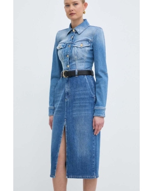 Marella spódnica jeansowa kolor niebieski midi prosta 2413101024200