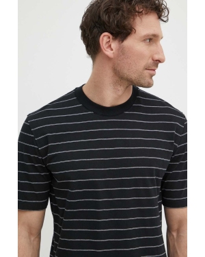 Sisley t-shirt bawełniany męski kolor czarny wzorzysty