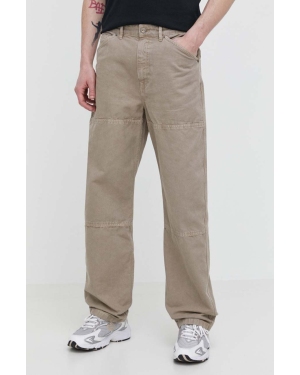 Superdry spodnie bawełniane kolor beżowy proste