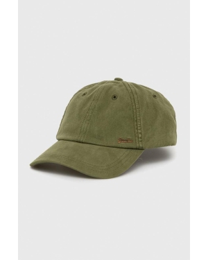 Superdry czapka z daszkiem bawełniana kolor zielony gładka