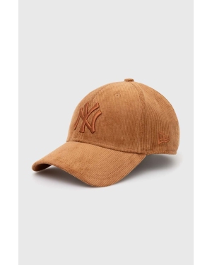 New Era czapka z daszkiem sztruksowa kolor brązowy z aplikacją NEW YORK YANKEES