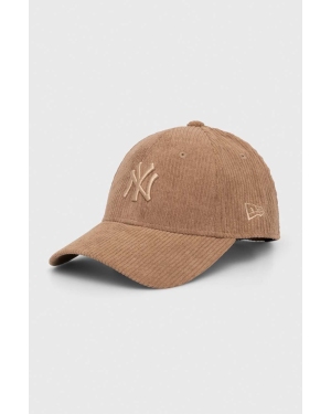 New Era czapka z daszkiem sztruksowa kolor brązowy z aplikacją NEW YORK YANKEES