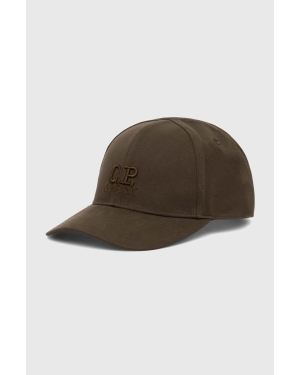 C.P. Company czapka z daszkiem bawełniana Gabardine kolor zielony z aplikacją 16CMAC282A006288A
