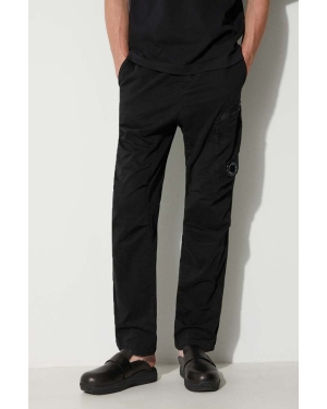 C.P. Company spodnie STRETCH SATEEN REGULAR PANTS męskie kolor czarny w fasonie cargo 15CMPA111A005529G