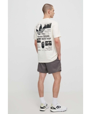 adidas Originals t-shirt bawełniany męski kolor beżowy z nadrukiem IS2902